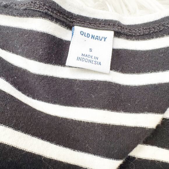 Old Navy Black White Striped Fit & Flare Dress 3/4 Sleeve Size Small - Picture 7 of 9